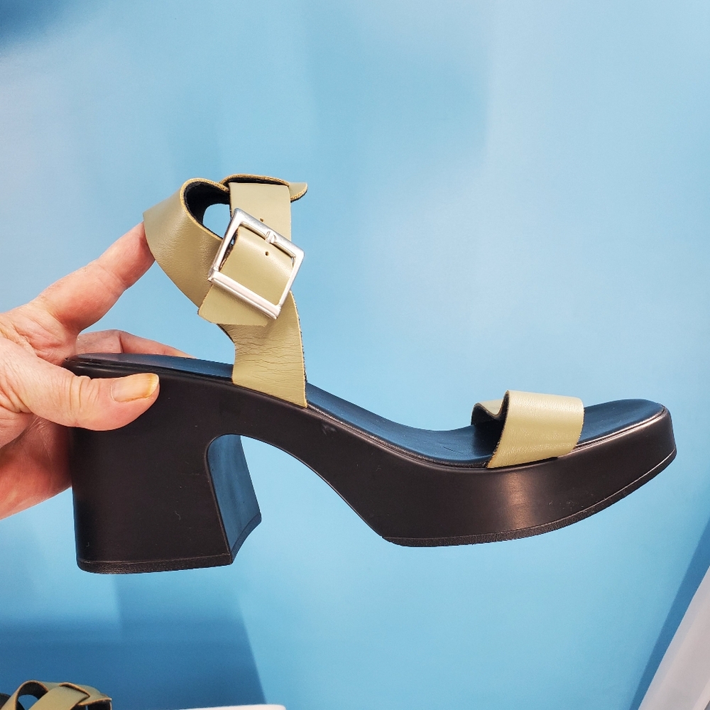 Asos green leather clog sandals 10 - Picture 2 of 16